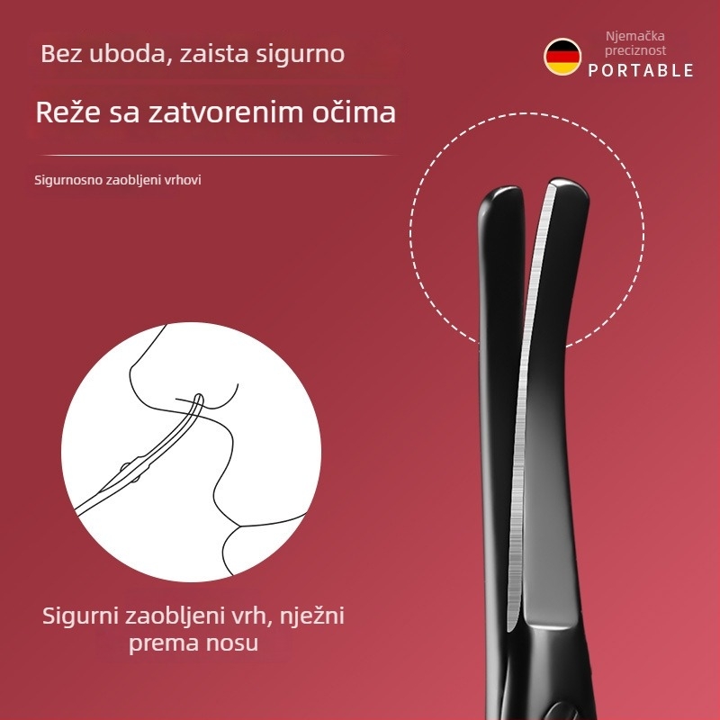 Set za nosne dlačice s okruglom glavom – ručni, mali škare i kliješt za nokte, nehrđajući čelik