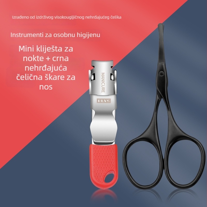Set za nosne dlačice s okruglom glavom – ručni, mali škare i kliješt za nokte, nehrđajući čelik