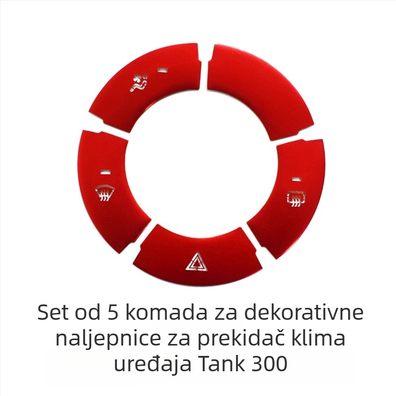Dekor srednje konzole od aluminijske legure za WEY Tank 300 – gumb za pokretanje jednim pritiskom, prekidač klimatizacije i gumb ručne kočnice