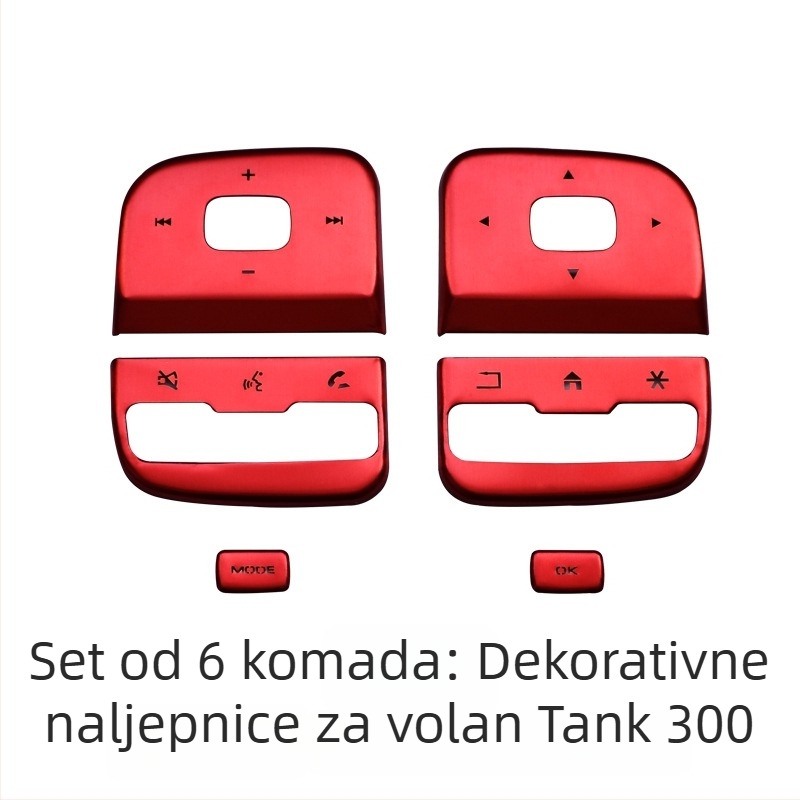 Dekor srednje konzole od aluminijske legure za WEY Tank 300 – gumb za pokretanje jednim pritiskom, prekidač klimatizacije i gumb ručne kočnice