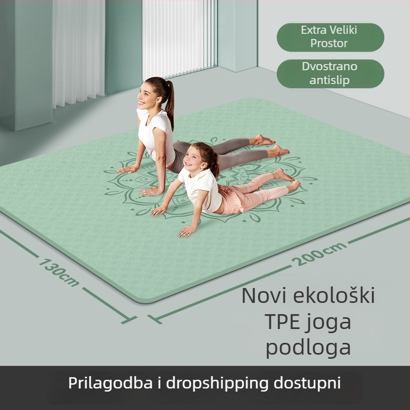 Dvostruka joga podloga, TPE materijal, debljine 8 mm, težina 3,2 kg, protuklizna i tiha s amortizacijom udaraca, cvjetni uzorak