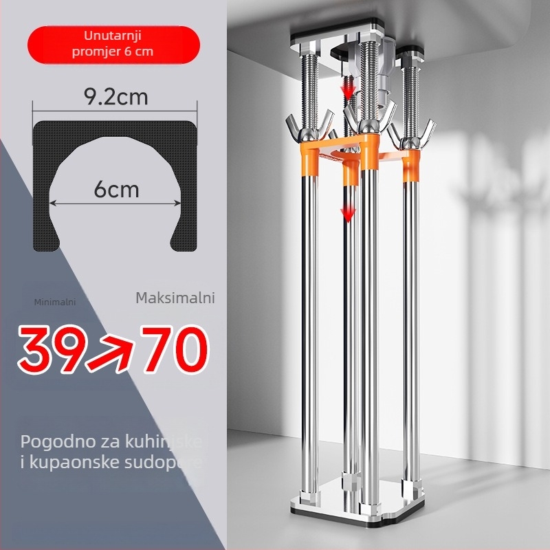 Podrška za sudoper ispod ploče od nehrđajućeg čelika, moderan minimalistički stil