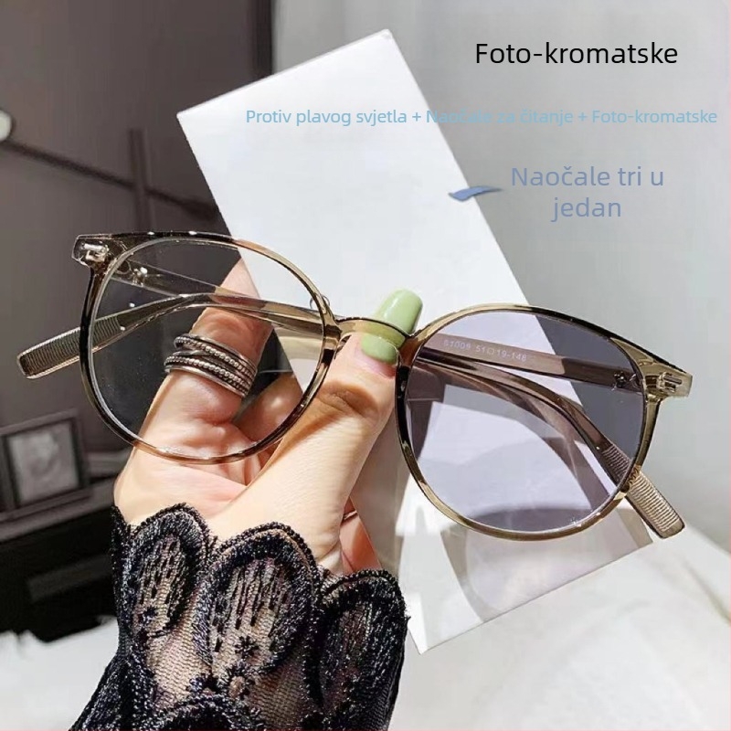 Naočale za čitanje s promjenom boje u ovisnosti o svjetlu, HD zaštita od plavog svjetla, za žene, dnevno i noćno nošenje, za srednju dob i starije osobe