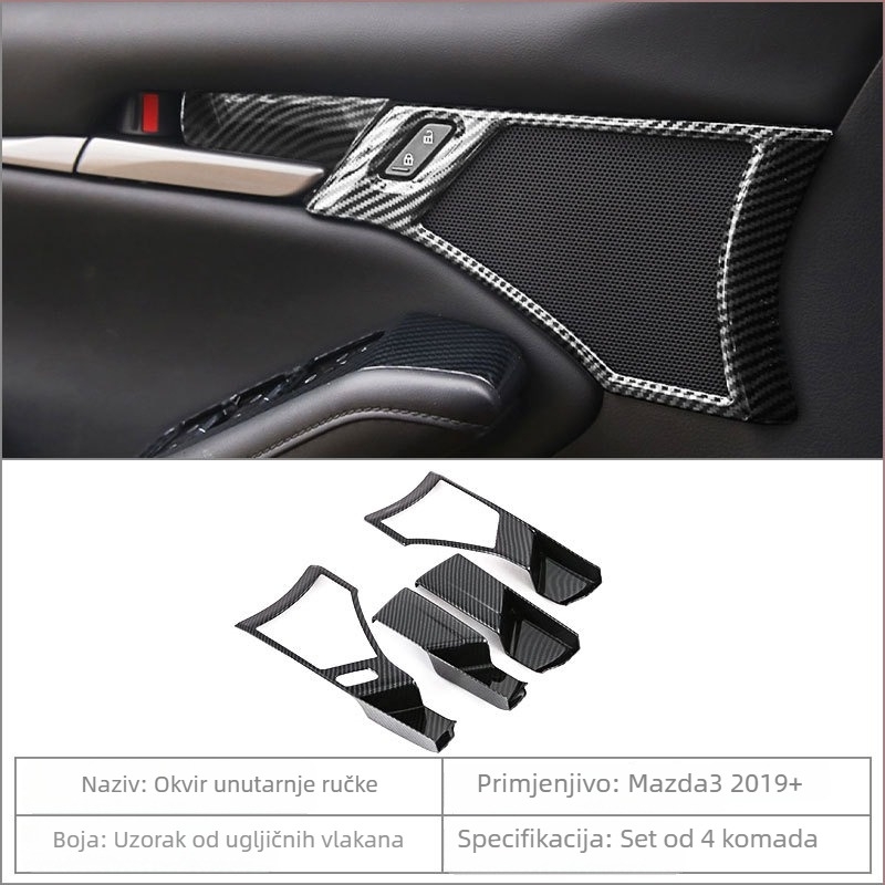Unutarnje komponente Mazda3 (Axela): držač za čašu u središnjoj konzoli, okvir mjenjača, okvir stražnjeg otvora za ventilaciju
