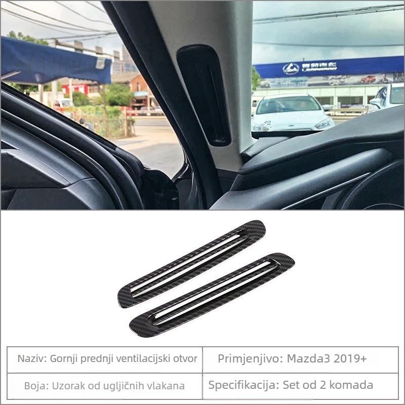 Unutarnje komponente Mazda3 (Axela): držač za čašu u središnjoj konzoli, okvir mjenjača, okvir stražnjeg otvora za ventilaciju