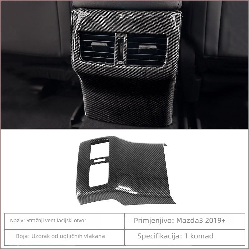 Unutarnje komponente Mazda3 (Axela): držač za čašu u središnjoj konzoli, okvir mjenjača, okvir stražnjeg otvora za ventilaciju