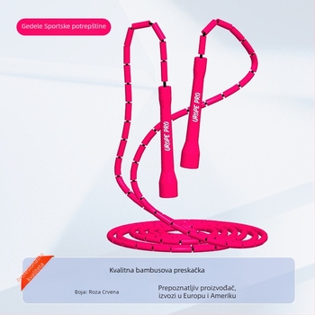 Užeta za skakanje s bambusom i PP perlicama, podesivo, višebojne perle, za odrasle i djecu