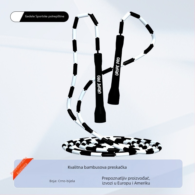 Užeta za skakanje s bambusom i PP perlicama, podesivo, višebojne perle, za odrasle i djecu