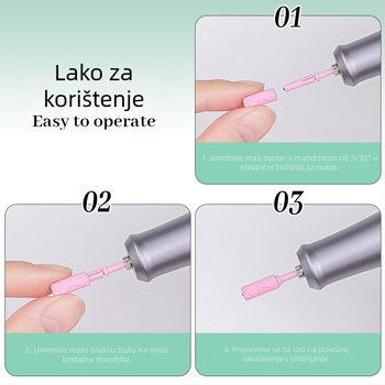 Alat za brušenje površine nokta – nehrđajući čelik, glava bušilice, za salon noktiju