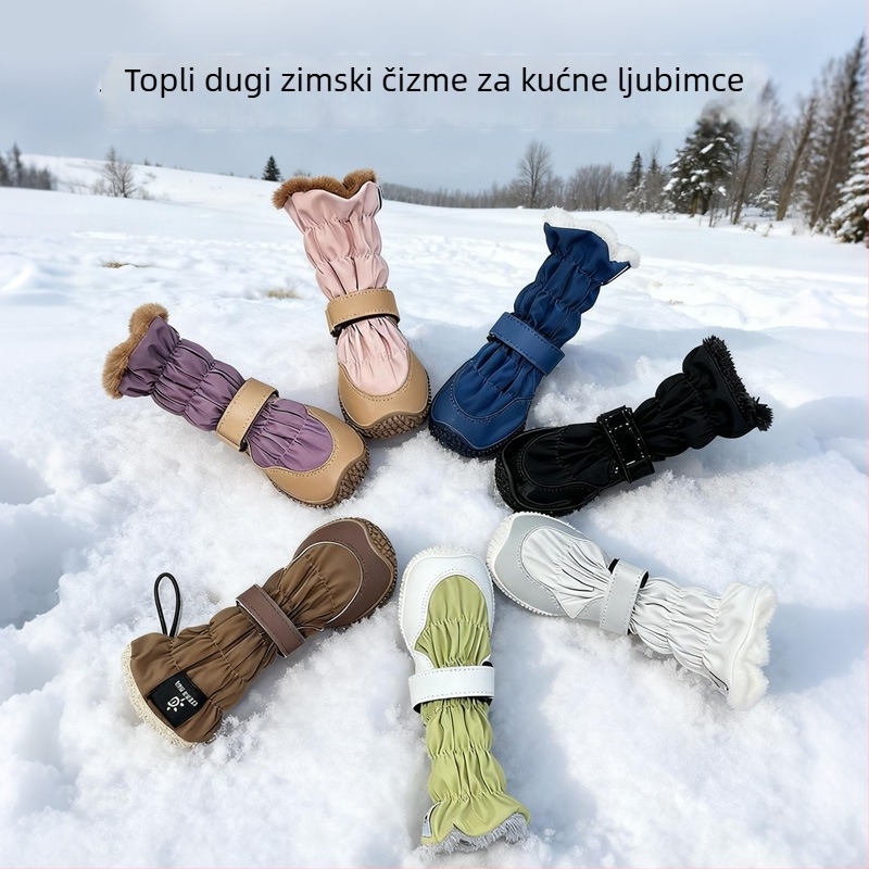 Space Dog Zimske cipele za pse: vodootporne, protuklizne, s baršunastom podstavom, debeli visoki čizmice