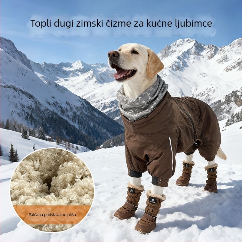 Space Dog Zimske cipele za pse: vodootporne, protuklizne, s baršunastom podstavom, debeli visoki čizmice
