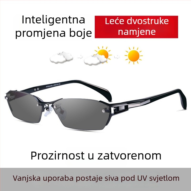 Bezokvirne naočale za čitanje s lećama koje mijenjaju boju i zaštitom od plavog svjetla