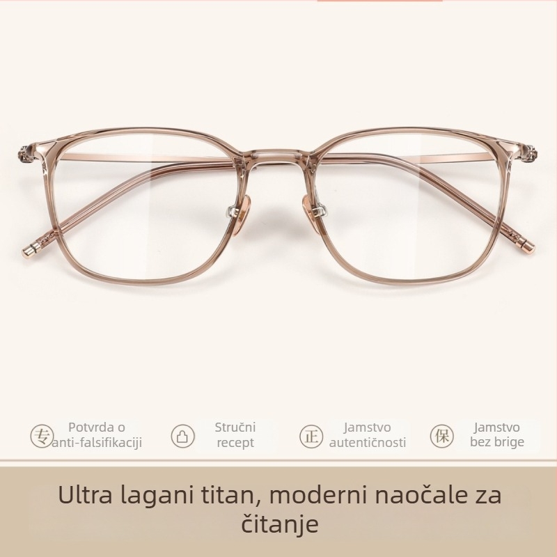 Ženske naočale za čitanje - cijeli okvir, TR90 i titan, plastične leće, ovalni oblik lica, kompatibilne s kratkovidnošću, književno retro stil