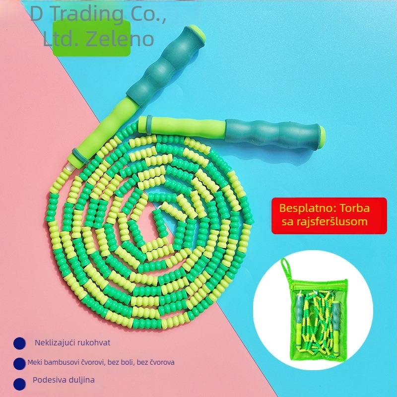 Dječje užad za preskakanje s mekim bambusovim perlicama, za djecu u vrtiću i prvom razredu, za početnike, protuklizno, bez čvorova, podesivo