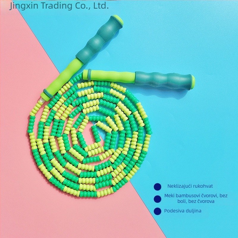 Dječje užad za preskakanje s mekim bambusovim perlicama, za djecu u vrtiću i prvom razredu, za početnike, protuklizno, bez čvorova, podesivo
