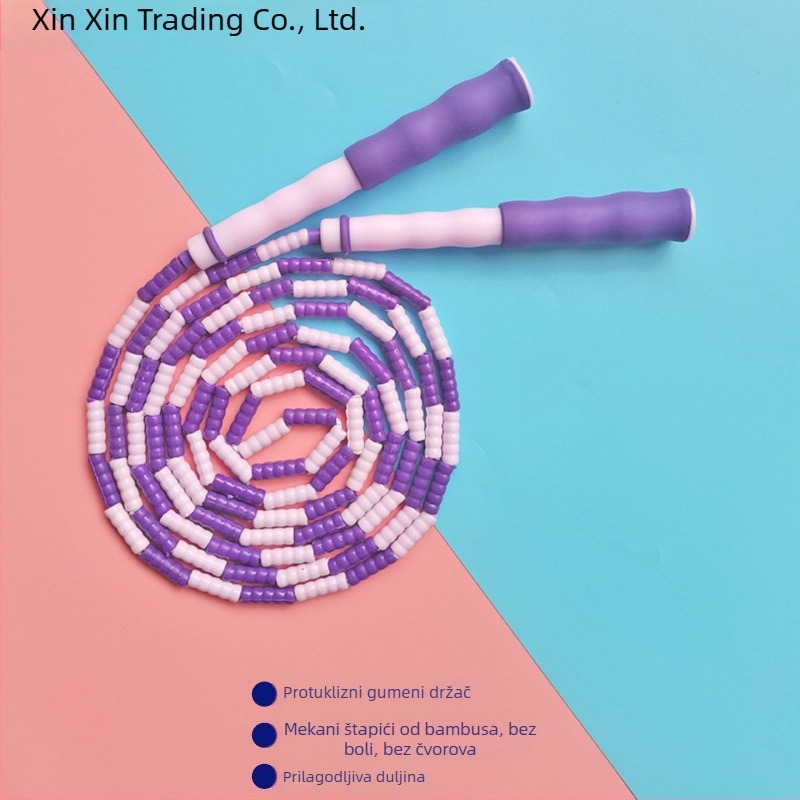Dječje užad za preskakanje s mekim bambusovim perlicama, za djecu u vrtiću i prvom razredu, za početnike, protuklizno, bez čvorova, podesivo