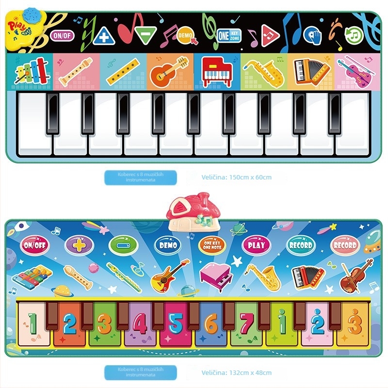 Zapisivi pedalni klavir mat za djecu – životinjska glazba, interaktivna podloga za igru