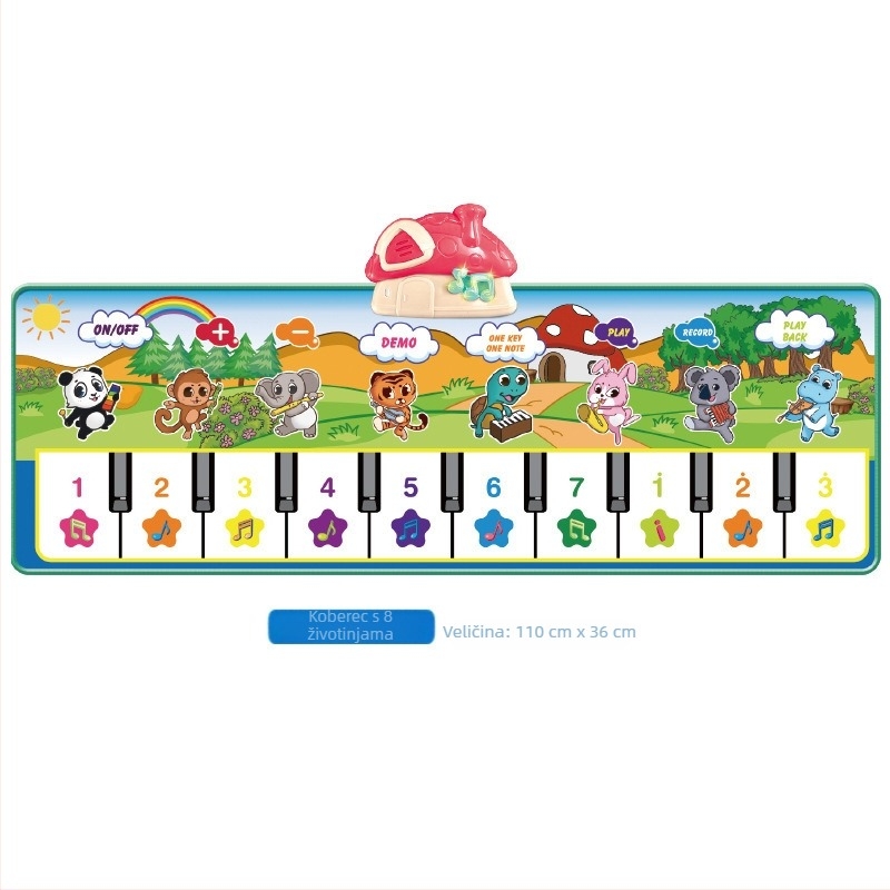 Zapisivi pedalni klavir mat za djecu – životinjska glazba, interaktivna podloga za igru