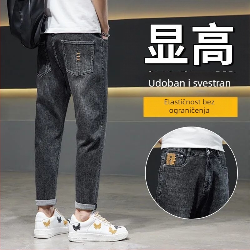 Muške traperice – Slim Straight, srednji pojas, duljina 9/10, zatvarač (Proljeće)