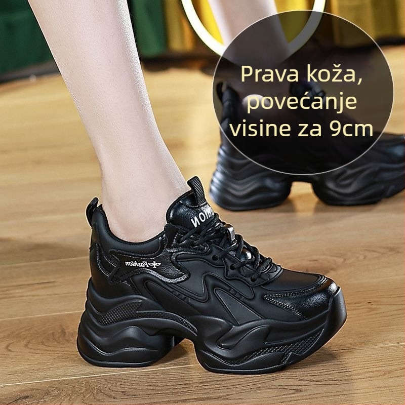 Ženske chunky tenisice od split kože, fleece unutarnja podstava i unutarnji uložak za povećanje visine