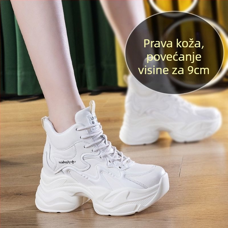 Ženske chunky tenisice od split kože, fleece unutarnja podstava i unutarnji uložak za povećanje visine