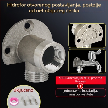 Osnovna ploča za montažu slavine od 304 nehrđajućeg čelika s dvostrukim 1/2 inčnim unutarnjim i vanjskim navojem, zidni držač i savitljivi adapter