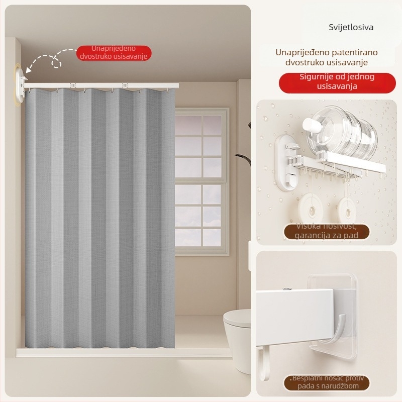 Tuš zavjesa za dijeljenu kupaonicu, poliester, Nordijski stil, uzorak: jednobojni ili crtani, Smart brand intelligence