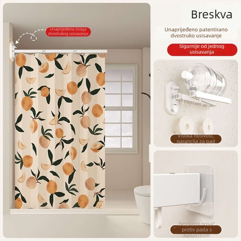 Tuš zavjesa za dijeljenu kupaonicu, poliester, Nordijski stil, uzorak: jednobojni ili crtani, Smart brand intelligence