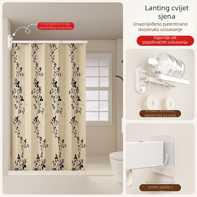 Tuš zavjesa za dijeljenu kupaonicu, poliester, Nordijski stil, uzorak: jednobojni ili crtani, Smart brand intelligence