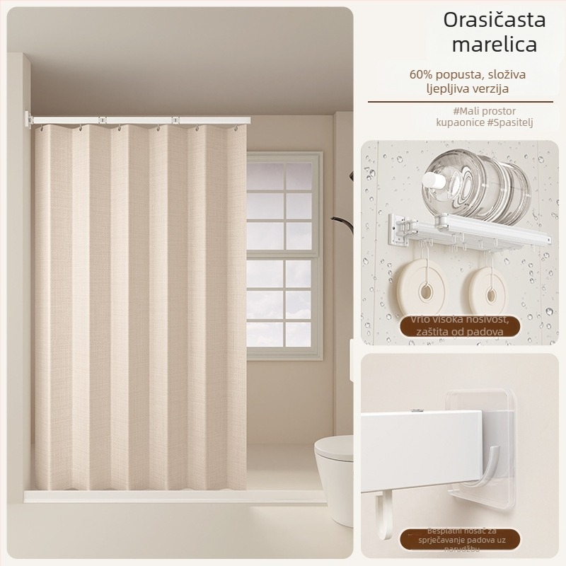 Tuš zavjesa za dijeljenu kupaonicu, poliester, Nordijski stil, uzorak: jednobojni ili crtani, Smart brand intelligence