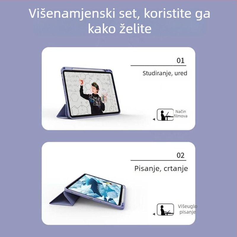 Zaštitna maska za iPad - akrilna, magnetska, otpornost na pad, funkcija spavanja, nosač-stativ, kompatibilan s iPad Pro (akrilna; magnetska; otpornost na pad; funkcija spavanja; nosač)