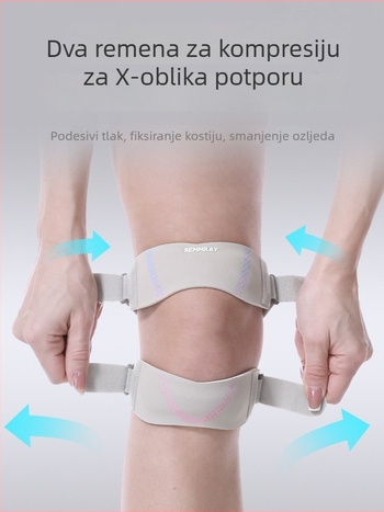 Potpora za koljeno s protukliznim silikonskim remenom za patelu – poliester materijal