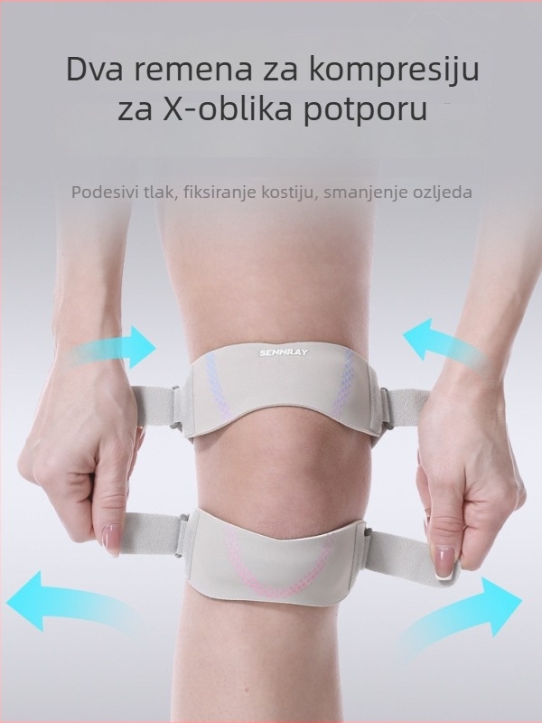 Potpora za koljeno s protukliznim silikonskim remenom za patelu – poliester materijal