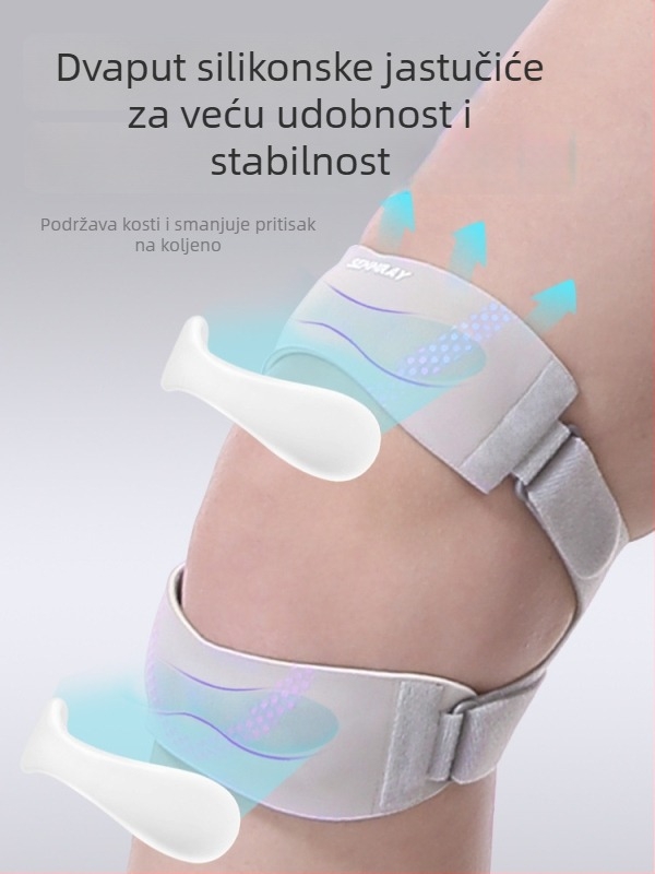 Potpora za koljeno s protukliznim silikonskim remenom za patelu – poliester materijal