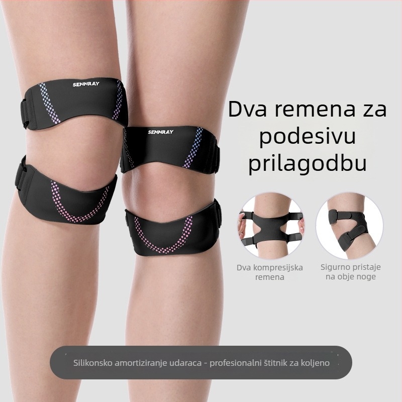 Potpora za koljeno s protukliznim silikonskim remenom za patelu – poliester materijal
