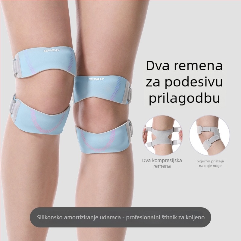 Potpora za koljeno s protukliznim silikonskim remenom za patelu – poliester materijal