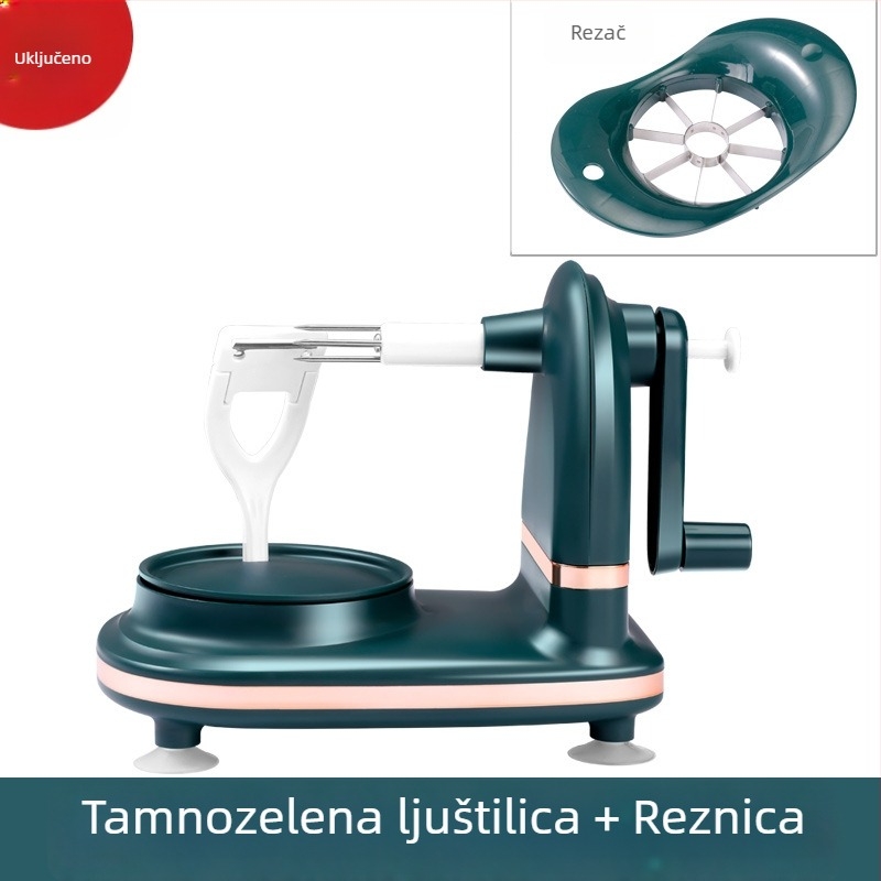 Oguljač za jabuke s ručnim pogonom – višenamjenski, nehrđajući čelik + ABS, modern dizajn minimalistički