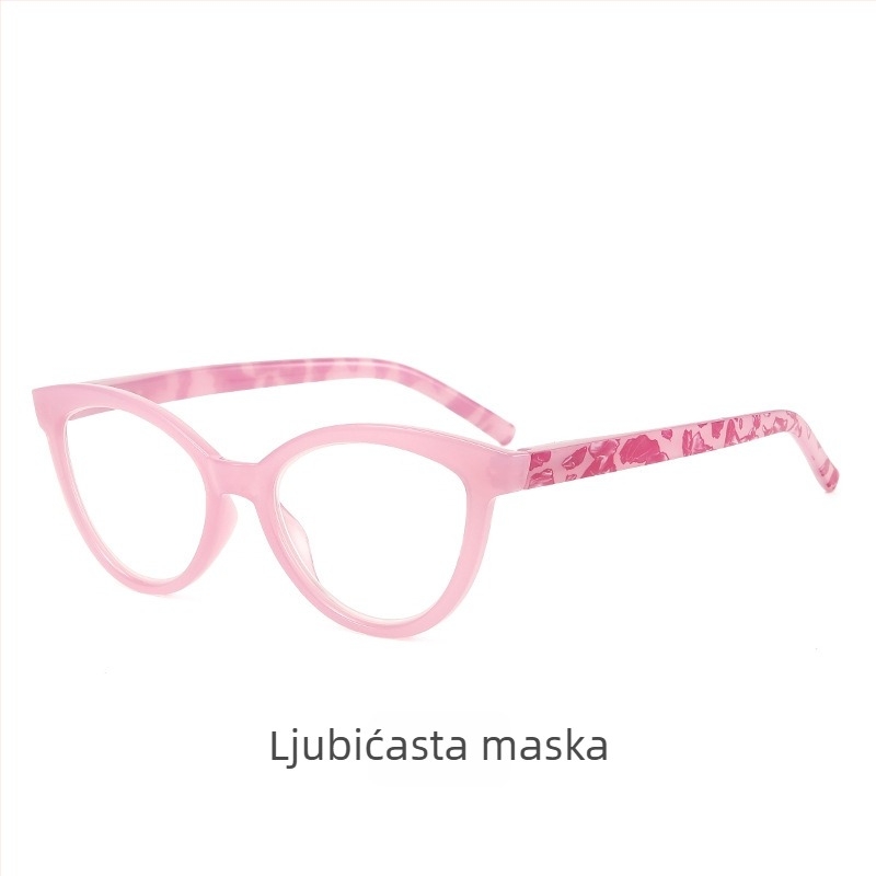 Cat-eye čitačke naočale, veliki okvir, PC leće, UV zaštita, anti-plavo svjetlo