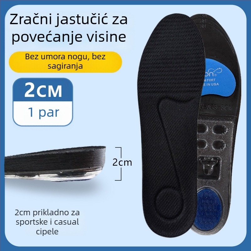Uložak za povećanje visine s zračnim jastukom, PU, model B38, cijeli ulošak, unisex
