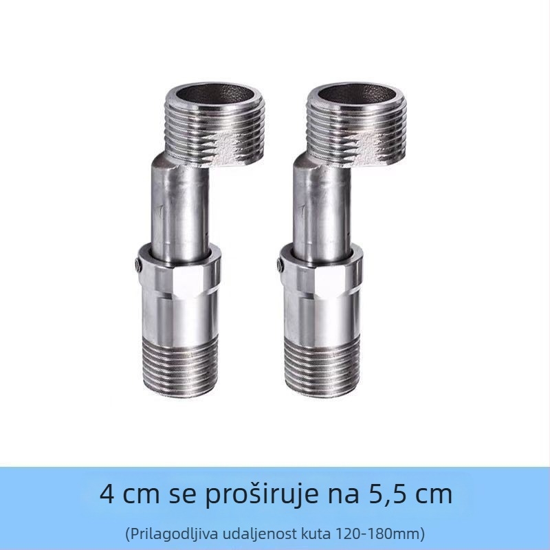 304 nehrđajući čelik, univerzalni zakrivljeni tuš adapter, nagib prilagodljiv, okretni, promjenjivi promjer