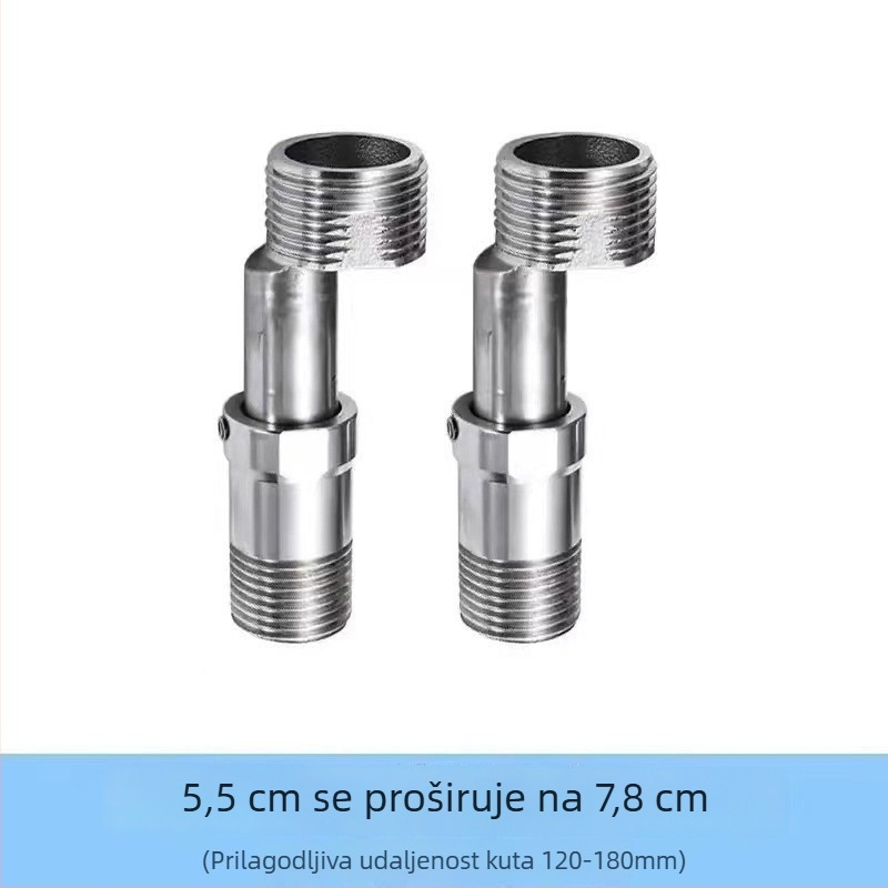 304 nehrđajući čelik, univerzalni zakrivljeni tuš adapter, nagib prilagodljiv, okretni, promjenjivi promjer