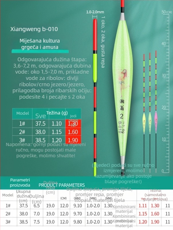 Plovak za ribolov šarana i karasa — nano vidljiv, za plitke i duboke vode, dugi bacaji, debeli trup, visoka osjetljivost