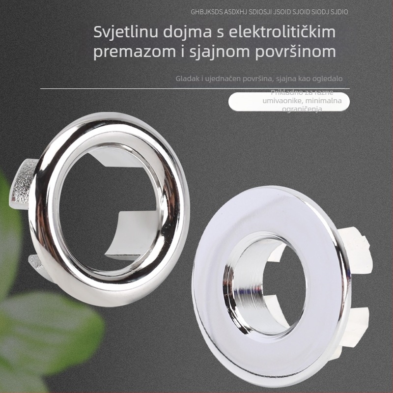Dekorativni poklopac za preliv umivaonika, materijal: mesing+ABS, stil: moderni minimalistički, pogodan za ploču