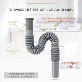 Kuhinjski odvodni spojni elementi, PP, izravna ugradnja, protiv mirisa, protiv korozije, protiv povratnog toka vode
