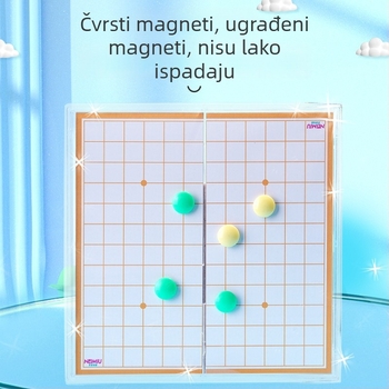 Magnetska sklopiva društvena igra — višenamjenski edukativni set s Flying Chess, Snake and Ladders, Kineski šah, Backgammon, Gomoku i Dama; Materijal: plastika, za uzrast 7–14 godina