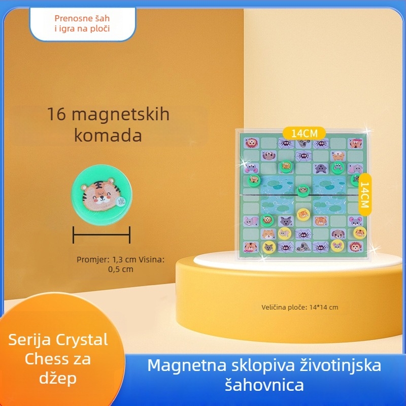 Magnetska sklopiva društvena igra — višenamjenski edukativni set s Flying Chess, Snake and Ladders, Kineski šah, Backgammon, Gomoku i Dama; Materijal: plastika, za uzrast 7–14 godina