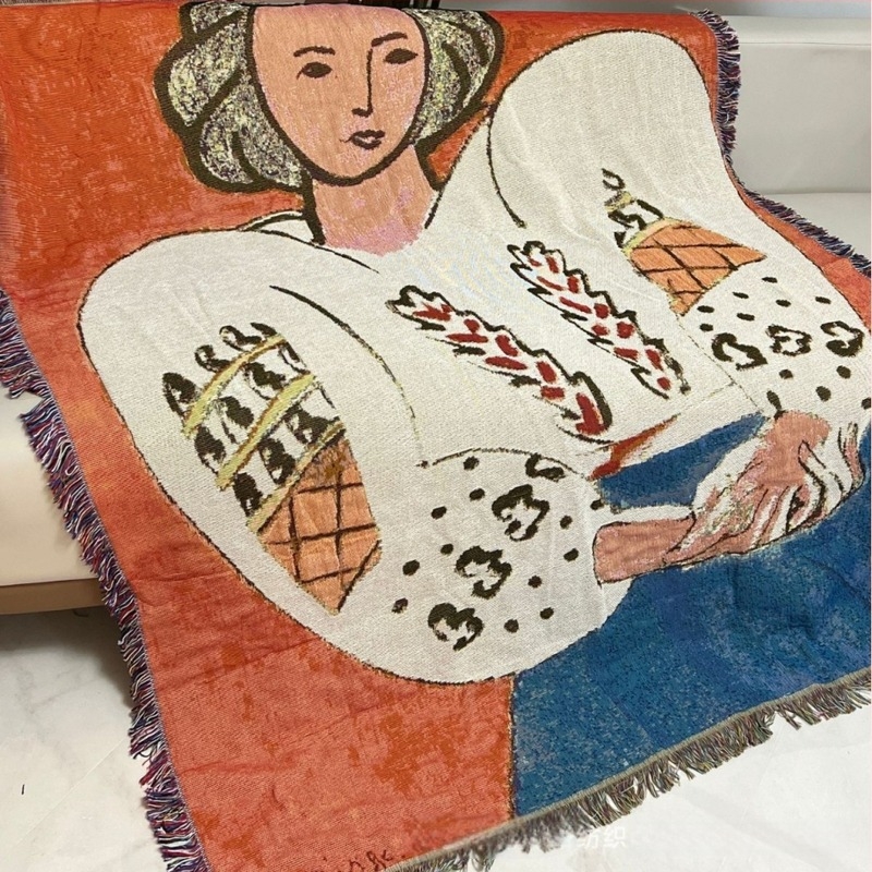 Poliestersko-bavlna tapiserijska deka – premium za dnevni boravak, s motivom likova, težina 800–999 g
