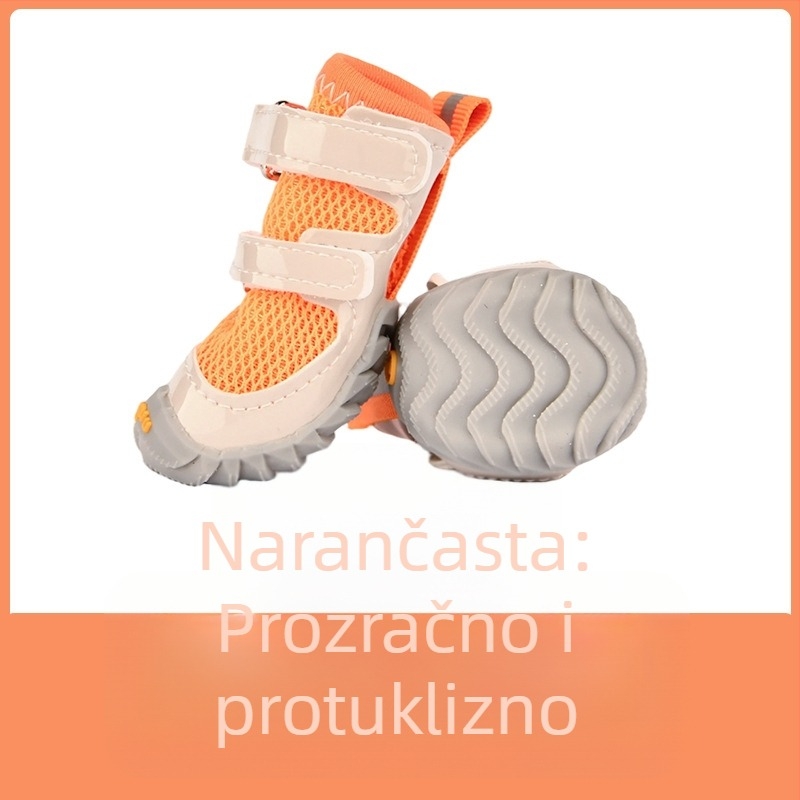 Cipele za pse za sve sezone, s dvostrukim kaišem, mrežaste, prozračne, za male pse poput pudla, protuklizne, svestrane čizme
