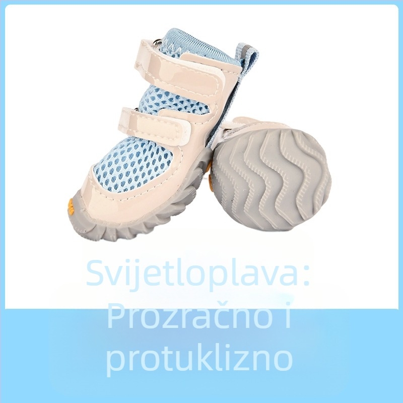 Cipele za pse za sve sezone, s dvostrukim kaišem, mrežaste, prozračne, za male pse poput pudla, protuklizne, svestrane čizme