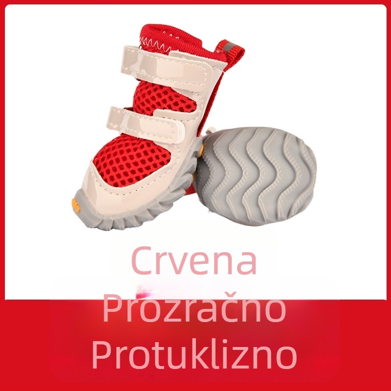 Cipele za pse za sve sezone, s dvostrukim kaišem, mrežaste, prozračne, za male pse poput pudla, protuklizne, svestrane čizme